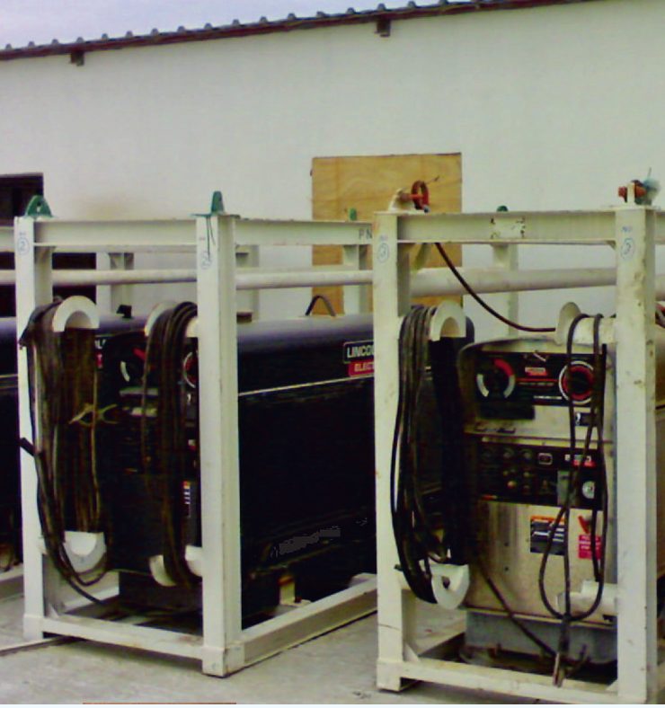 Skid-mounted welding machines and generator